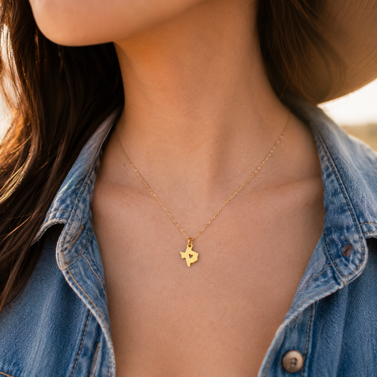 Collier en or 14 carats laminé Texas State