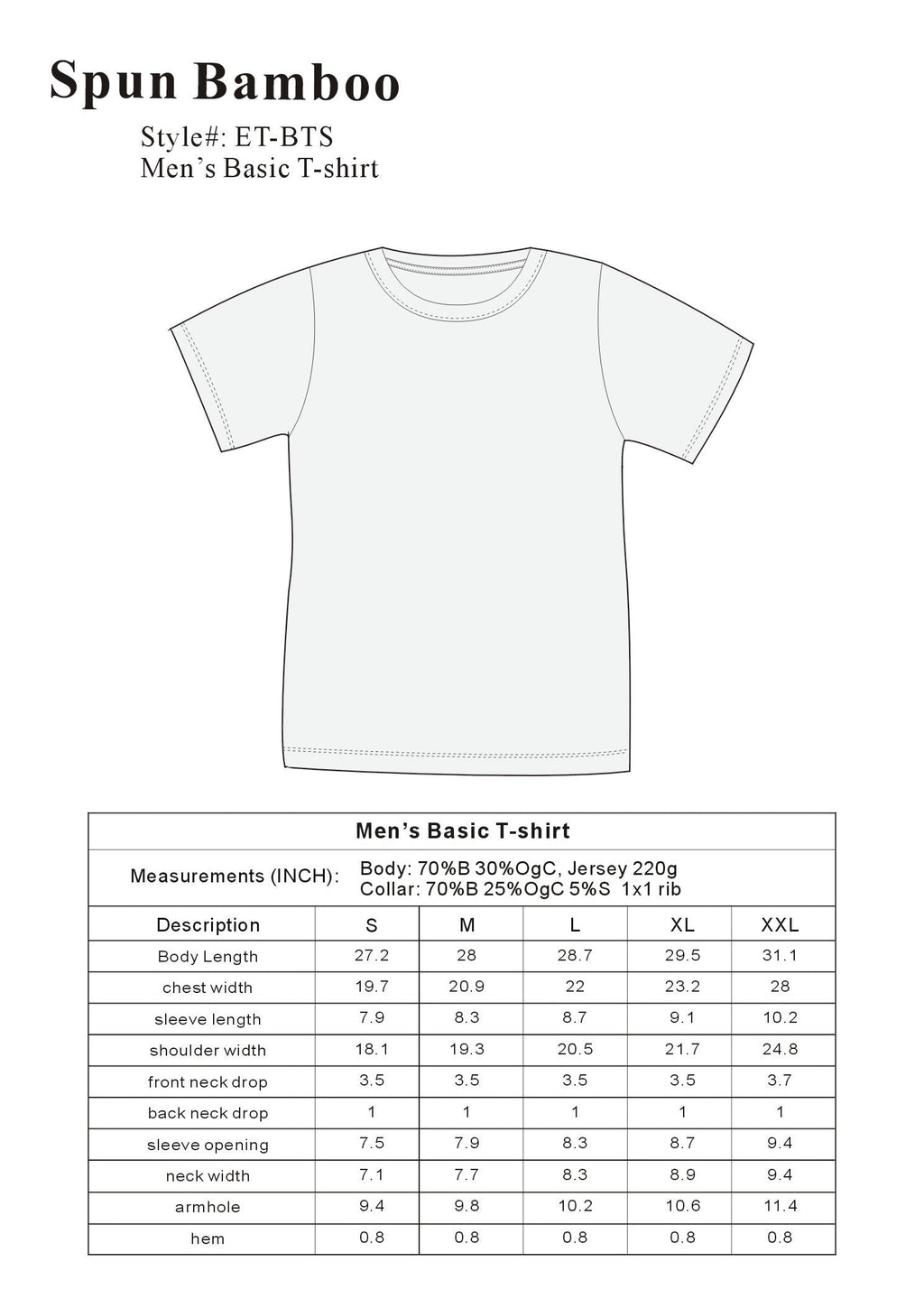 Le T-shirt Original en Viscose de Bambou/Coton Bio à Manches Courtes pour Homme - Coupe Classique