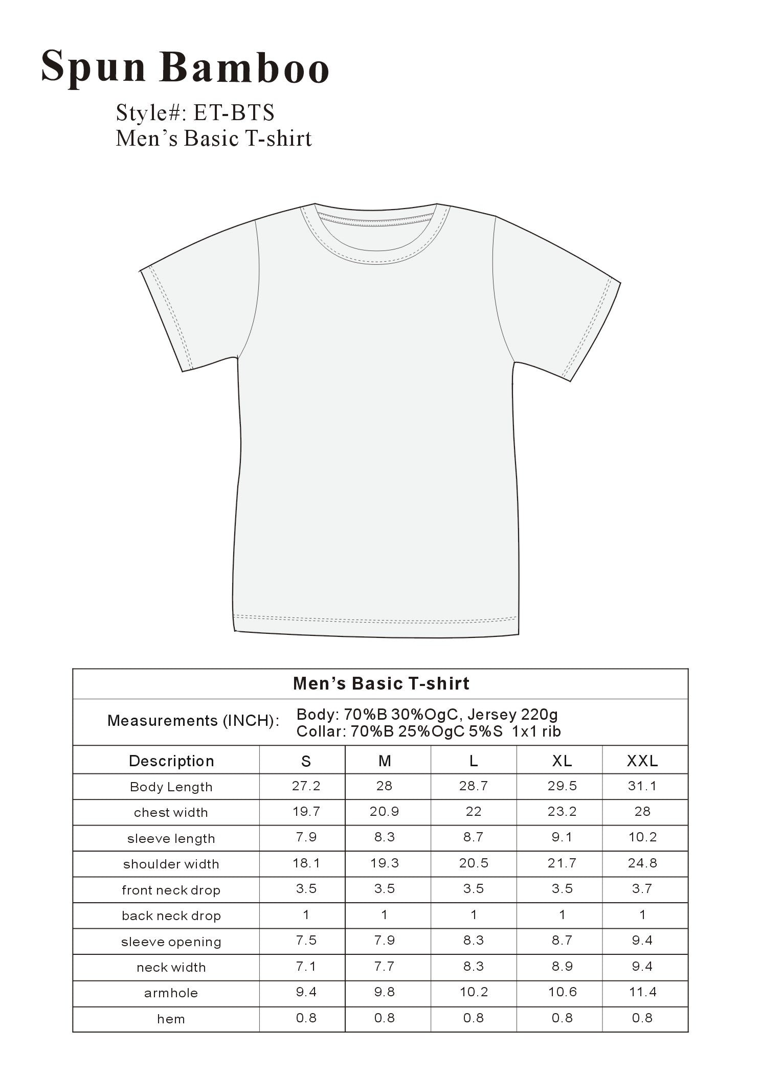 Le T-shirt Original en Viscose de Bambou/Coton Bio à Manches Courtes pour Homme - Coupe Classique