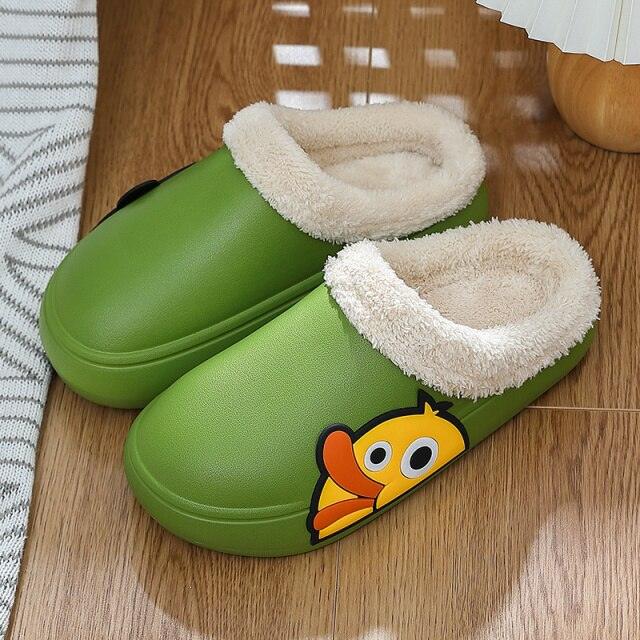 Pantoufles d'intérieur épaisses à plateforme pour femmes en hiver, imperméables, antidérapantes, en caoutchouc, chaudes, en fourrure et coton, confortables, à mémoire de forme, fermées, mélange de laine et coton.