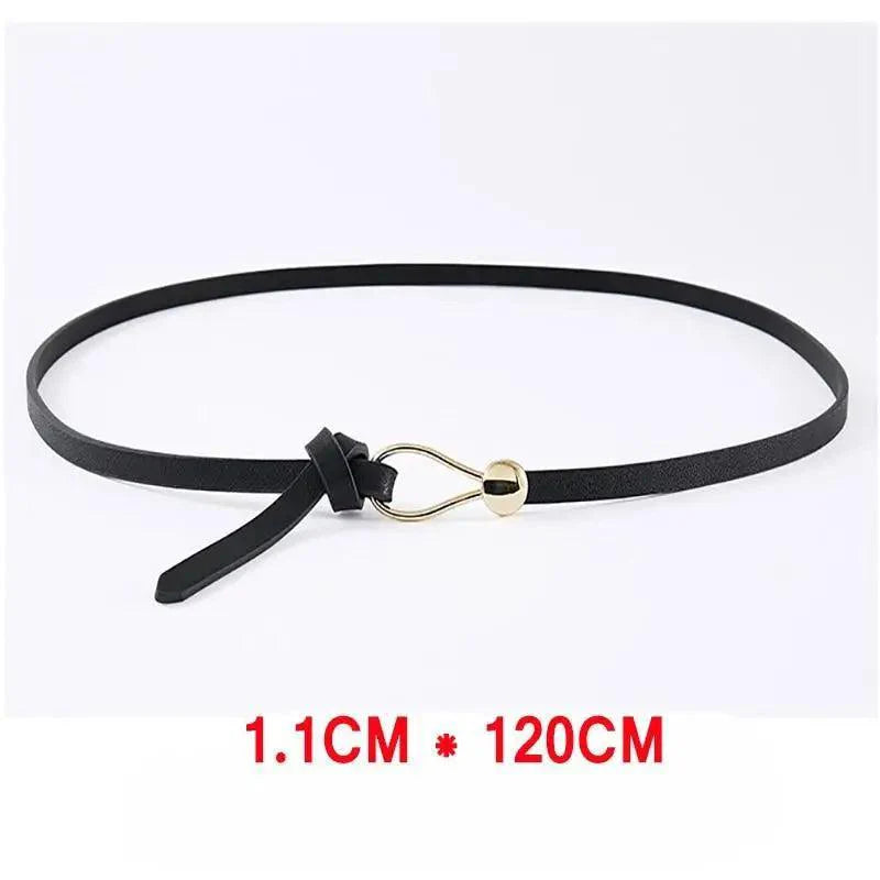Ceintures fines en cuir PU à boucle dorée pour femmes, ceinture décontractée de luxe pour dames