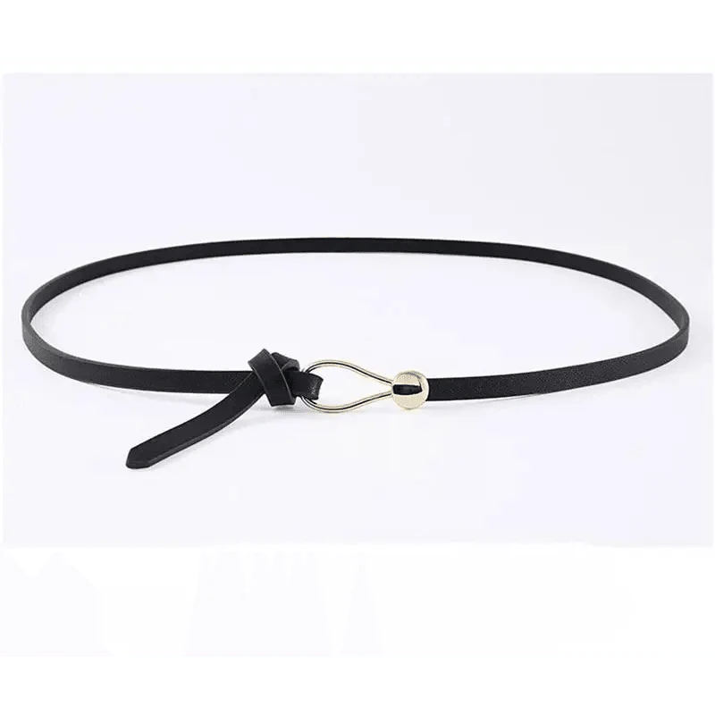 Ceintures fines en cuir PU à boucle dorée pour femmes, ceinture décontractée de luxe pour dames