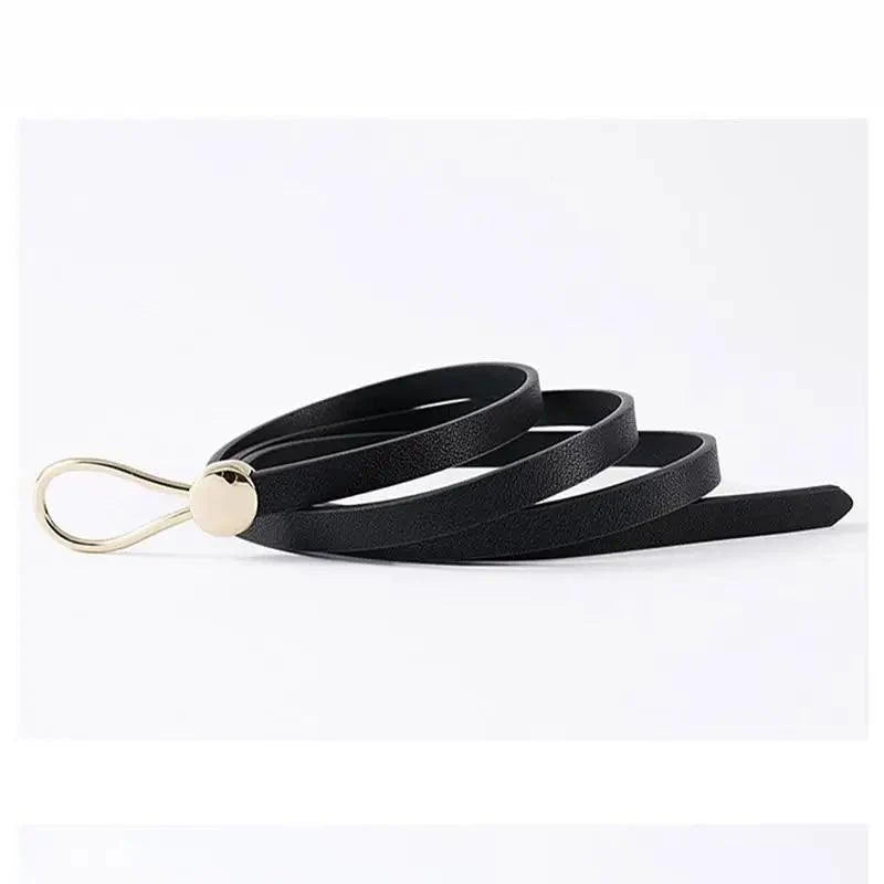 Ceintures fines en cuir PU à boucle dorée pour femmes, ceinture décontractée de luxe pour dames