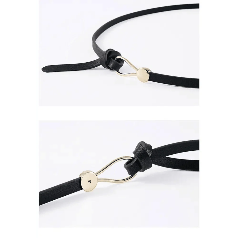 Ceintures fines en cuir PU à boucle dorée pour femmes, ceinture décontractée de luxe pour dames