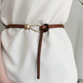 Ceintures fines en cuir PU à boucle dorée pour femmes, ceinture décontractée de luxe pour dames