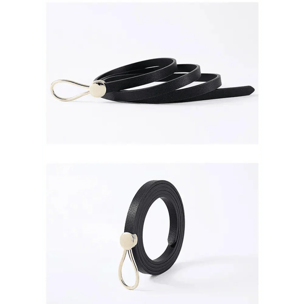 Ceintures fines en cuir PU à boucle dorée pour femmes, ceinture décontractée de luxe pour dames