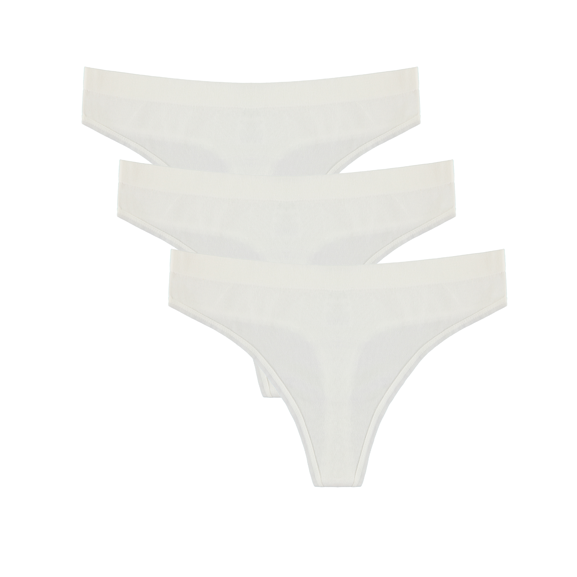 Lot de 3 slips ficelles en bambou/coton pour femme, coloris naturel