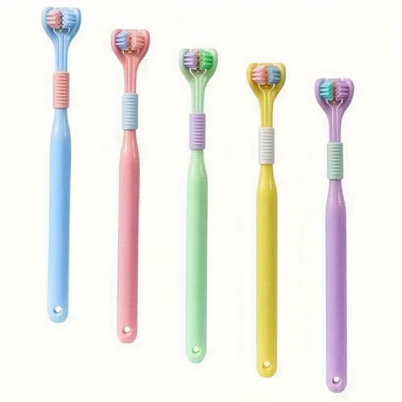 Brosse à dents à trois côtés à brins souples