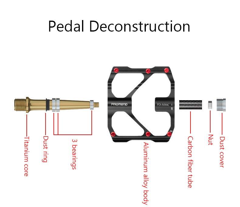 Pédale de vélo en titane Axe en titane Pédale de vélo en tube de carbone Pédale 3 Palin VTT Pédale de route Pédales de plate-forme de vélo Pédale de vélo Axe en titane Tube de carbone Pédale de vélo Pédale de VTT Pédale de route
