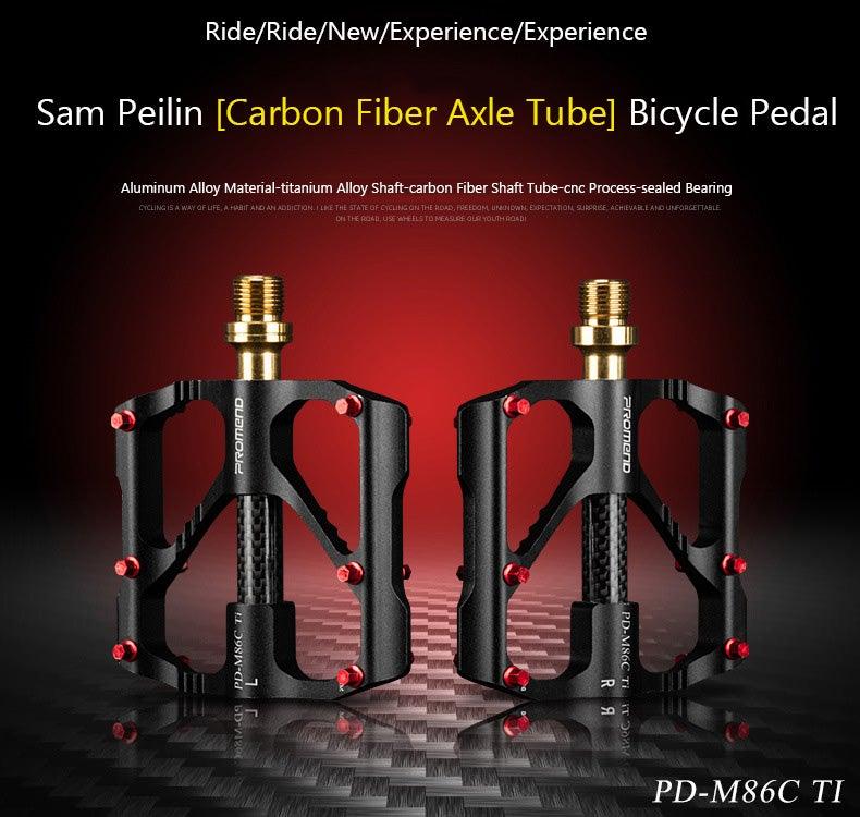 Pédale de vélo en titane Axe en titane Pédale de vélo en tube de carbone Pédale 3 Palin VTT Pédale de route Pédales de plate-forme de vélo Pédale de vélo Axe en titane Tube de carbone Pédale de vélo Pédale de VTT Pédale de route