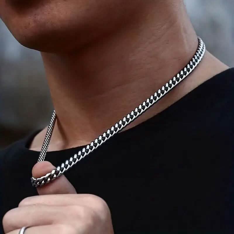 Collier tendance en acier inoxydable titane, chaîne cubaine avec fermoir mousqueton