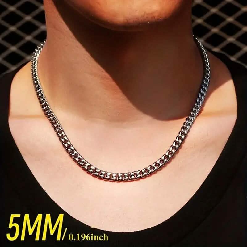 Collier tendance en acier inoxydable titane, chaîne cubaine avec fermoir mousqueton