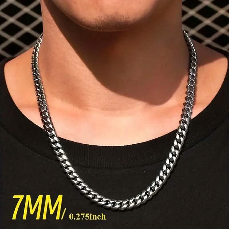 Collier tendance en acier inoxydable titane, chaîne cubaine avec fermoir mousqueton