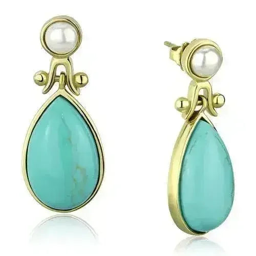 TK2151 - Boucles d'oreilles en acier inoxydable plaqué or (IP) avec synthétique
