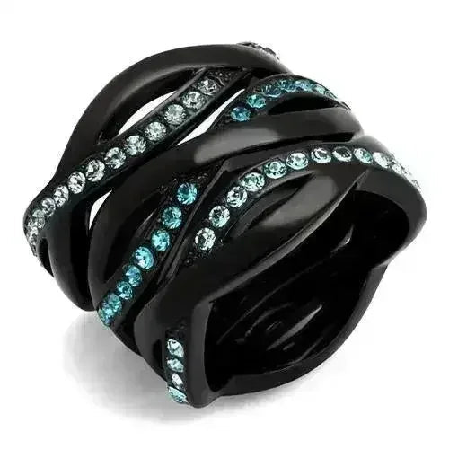 TK2492 - Bague en acier inoxydable noir (placage ionique) de qualité supérieure