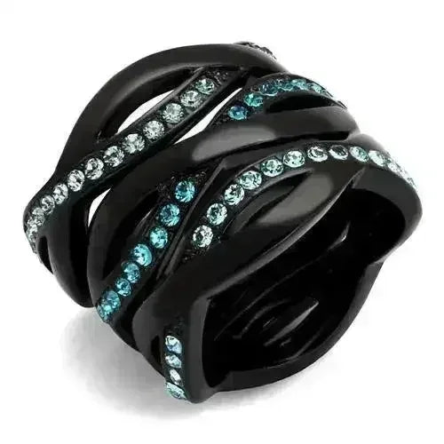 TK2492 - Bague en acier inoxydable noir (placage ionique) de qualité supérieure