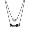 TK2628 - Collier en acier inoxydable IP noir (placage ionique) avec synthétique