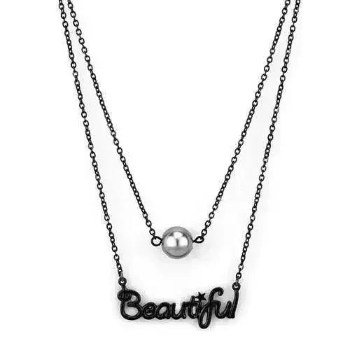TK2628 - Collier en acier inoxydable IP noir (placage ionique) avec synthétique