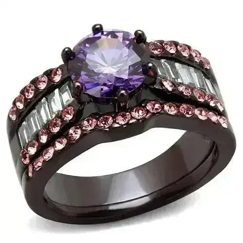 TK2652 - Bague en acier inoxydable IP marron foncé (café IP) avec grade AAA