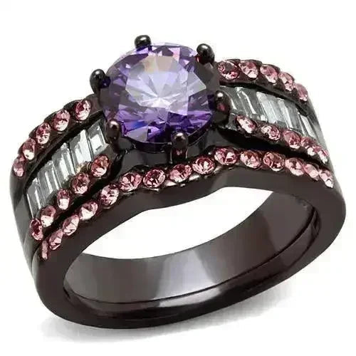 TK2652 - Bague en acier inoxydable IP marron foncé (café IP) avec grade AAA