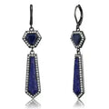Boucles d'oreilles Lapis Noir IP | Acier inoxydable Pierre précieuse -femstylo