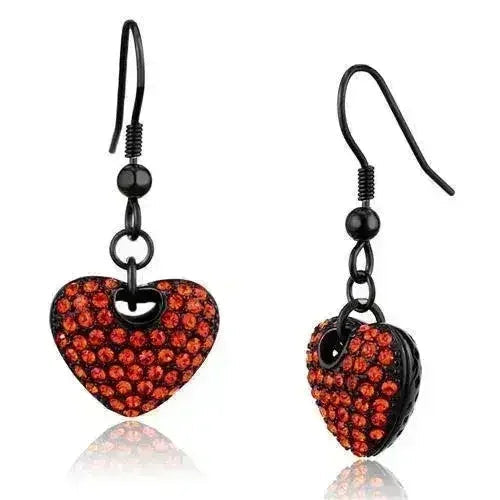Boucles d'oreilles en acier inoxydable IP noir avec cristaux orange TK2790