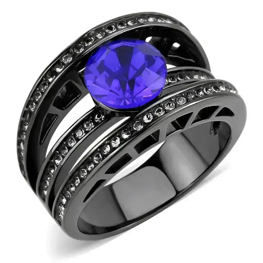 TK3453 - Bague en acier inoxydable noir clair (canon IP) avec finition de qualité supérieure