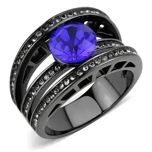 TK3453 - Bague en acier inoxydable noir clair (canon IP) avec finition de qualité supérieure