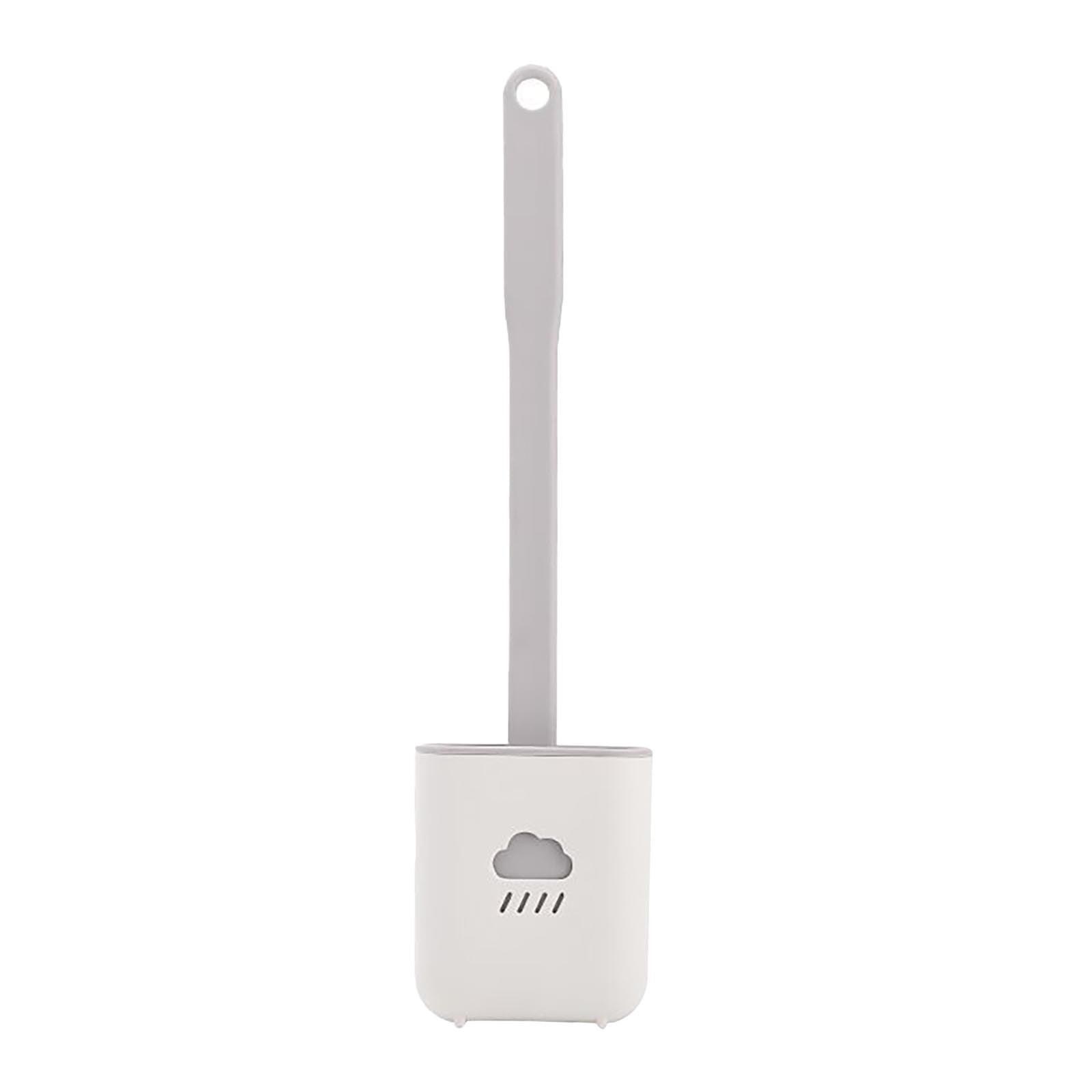 Ensembles de porte-balai de toilettes muraux, brosse de toilettes avec tête à poils souples pour le nettoyage de la salle de bain, brosse de toilettes en silicone avec support mural et tête de brosse flexible, support de brosse à séchage rapide