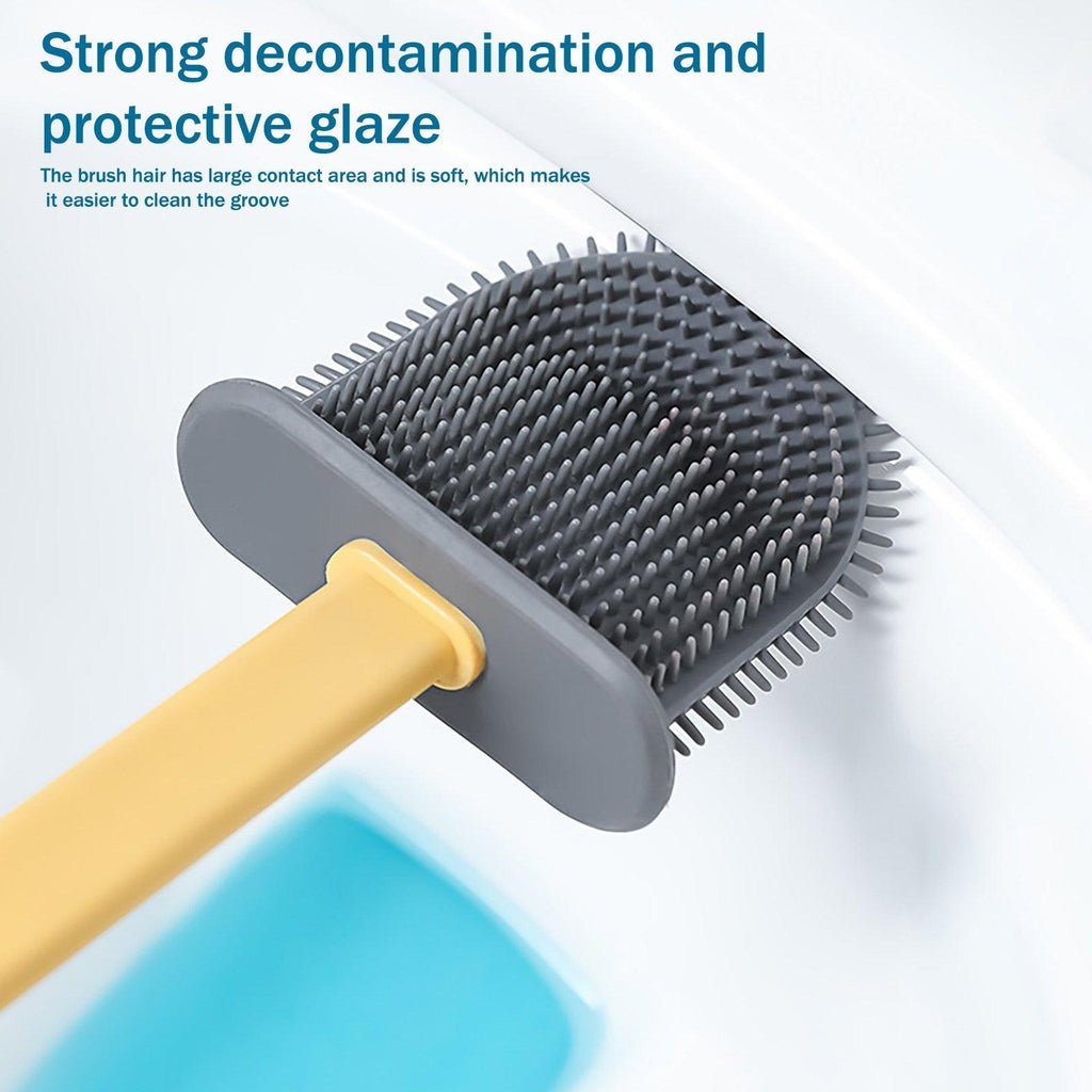 Ensembles de porte-balai de toilettes muraux, brosse de toilettes avec tête à poils souples pour le nettoyage de la salle de bain, brosse de toilettes en silicone avec support mural et tête de brosse flexible, support de brosse à séchage rapide