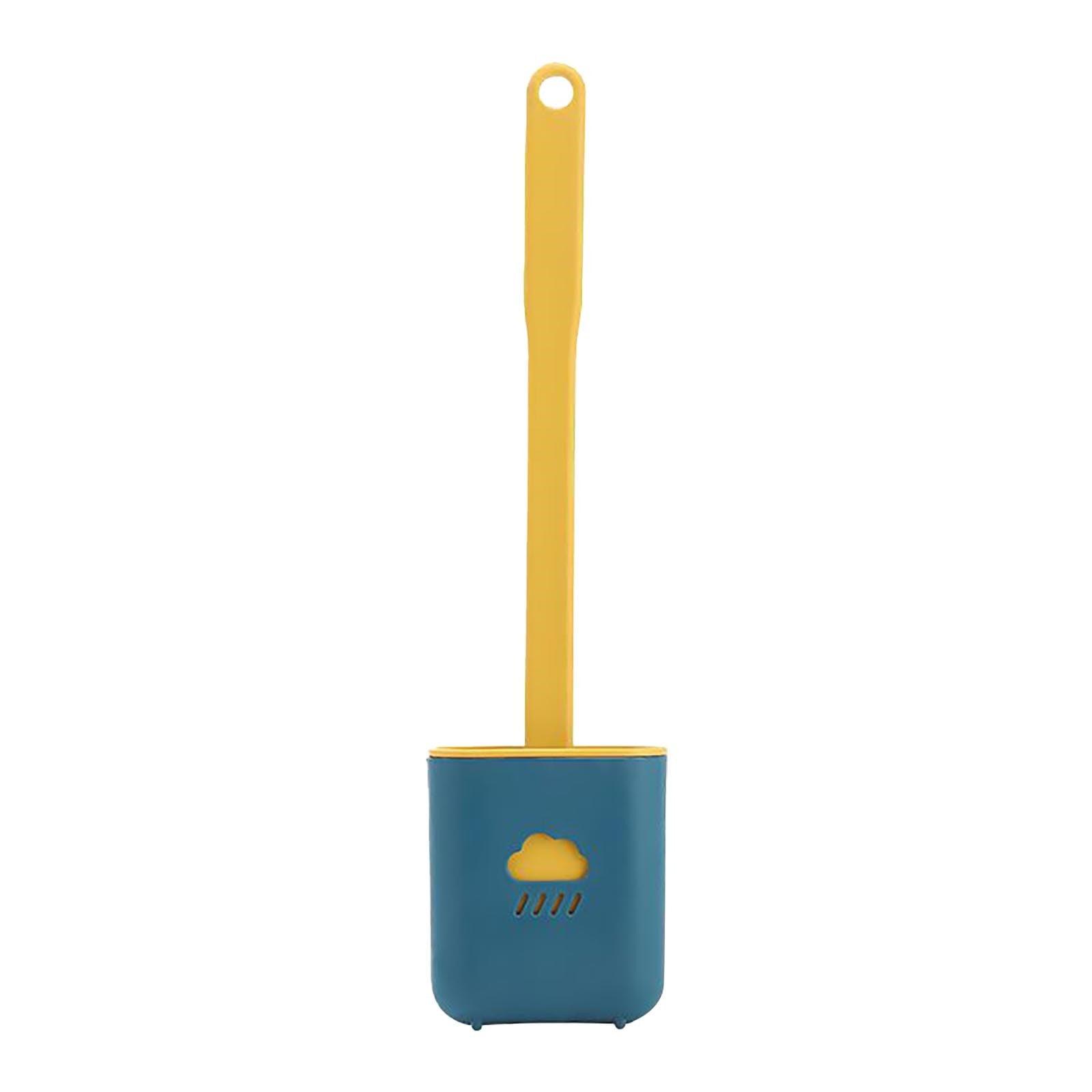 Ensembles de porte-balai de toilettes muraux, brosse de toilettes avec tête à poils souples pour le nettoyage de la salle de bain, brosse de toilettes en silicone avec support mural et tête de brosse flexible, support de brosse à séchage rapide
