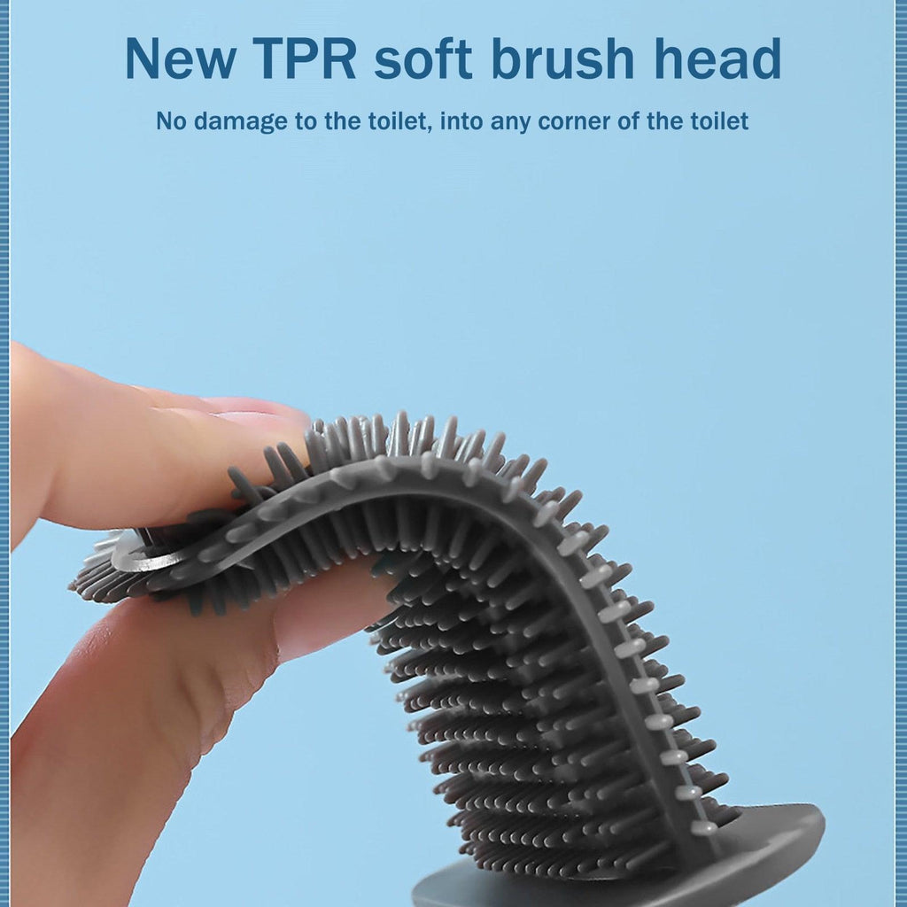 Ensembles de porte-balai de toilettes muraux, brosse de toilettes avec tête à poils souples pour le nettoyage de la salle de bain, brosse de toilettes en silicone avec support mural et tête de brosse flexible, support de brosse à séchage rapide