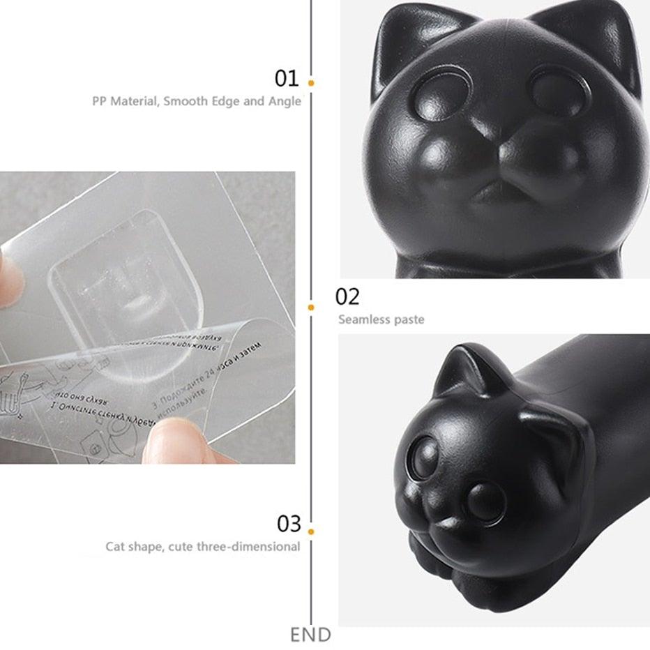 Porte-rouleau de papier toilette en forme de chat, porte-rouleau de cuisine adhésif mural, support de serviette créatif pour salle de bain, distributeur de papier toilette, porte-serviettes en papier