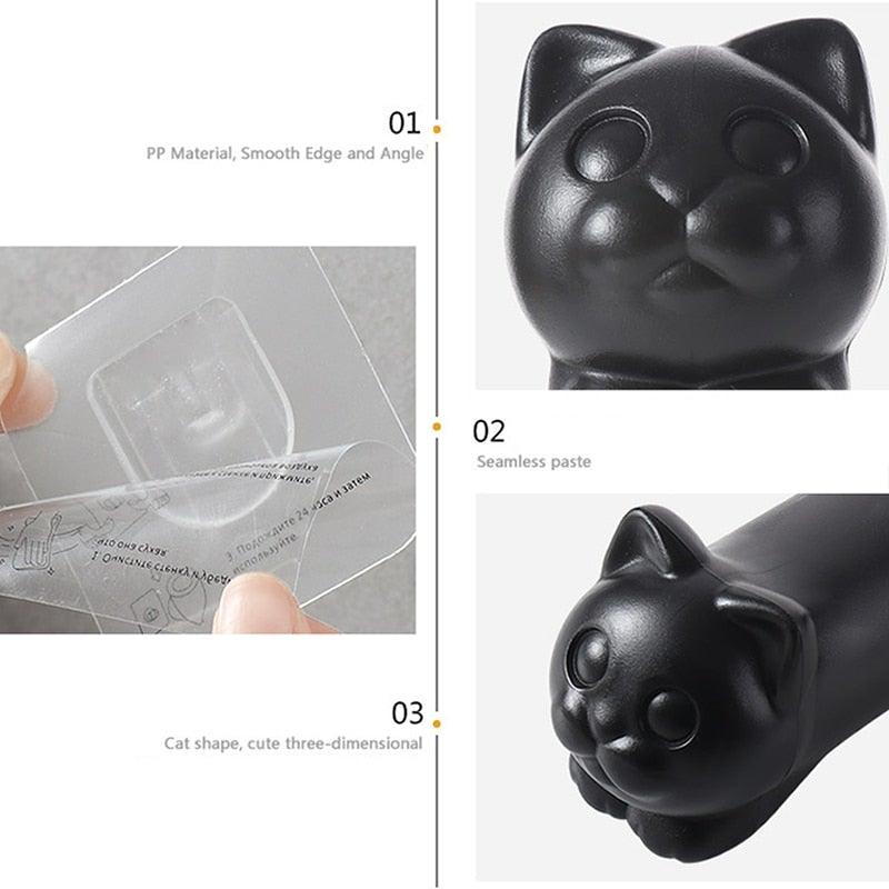 Porte-rouleau de papier toilette en forme de chat, porte-rouleau de cuisine adhésif mural, support de serviette créatif pour salle de bain, distributeur de papier toilette, porte-serviettes en papier