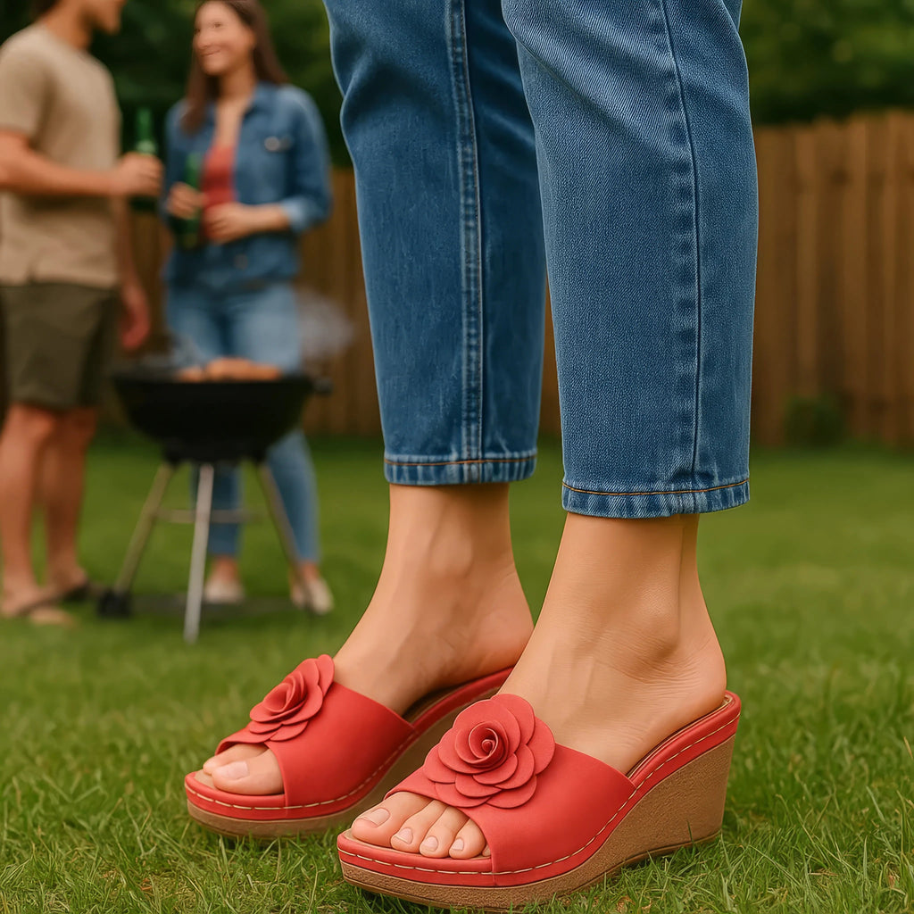 Sandales compensées Tokyo bleu marine pour femme