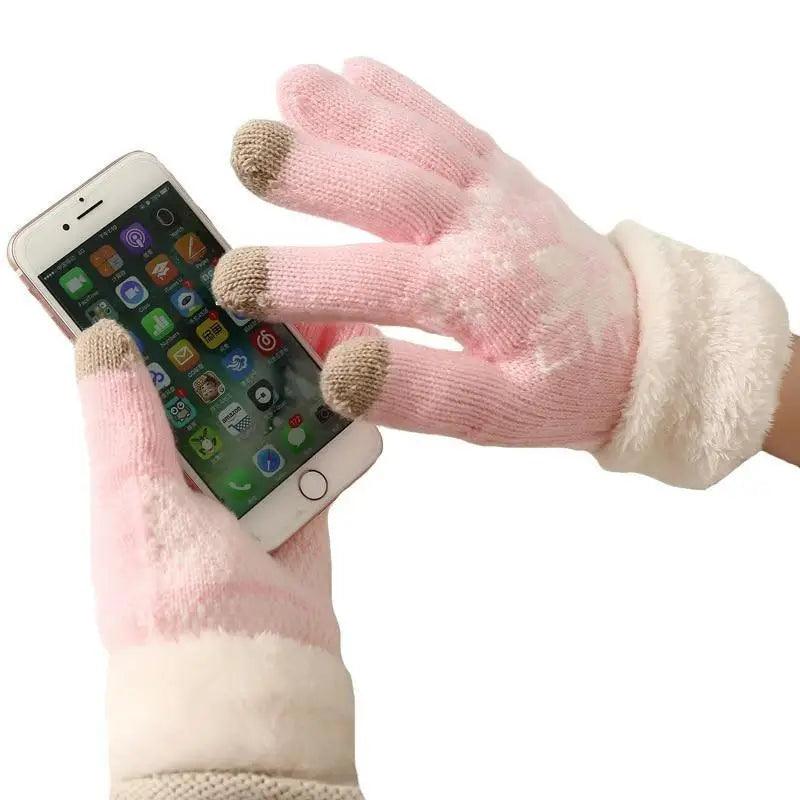 Gants femme en tricot épais, compatibles écrans tactiles, gants chauds, doux et élégants pour femmes