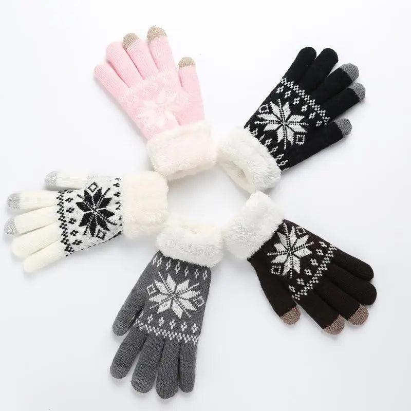 Gants femme en tricot épais, compatibles écrans tactiles, gants chauds, doux et élégants pour femmes