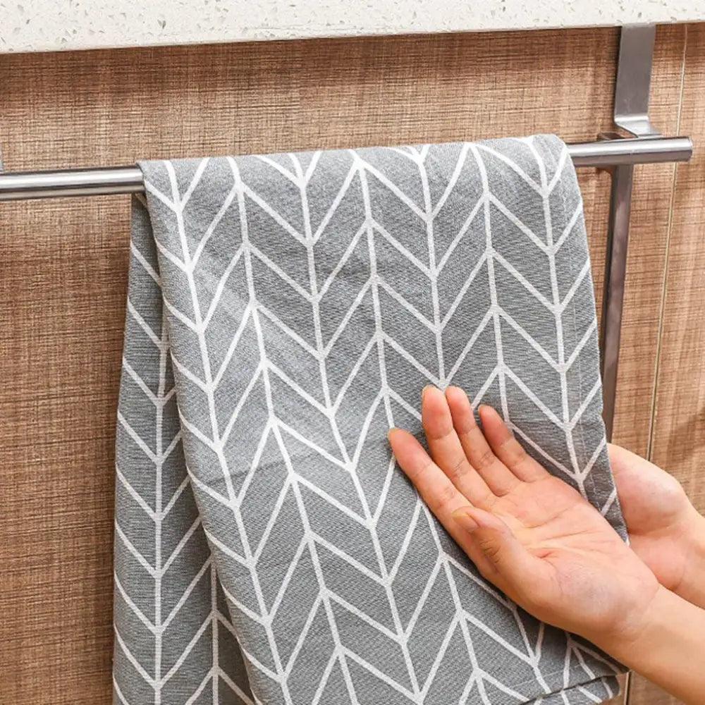 Porte-serviettes de porte, barre de serviette suspendue, support en acier inoxydable pour salle de bain, armoire de cuisine, porte-chiffons, étagère, outil, gadget