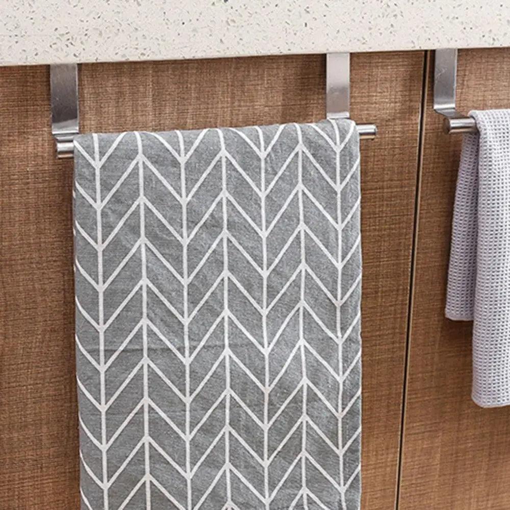 Porte-serviettes de porte, barre de serviette suspendue, support en acier inoxydable pour salle de bain, armoire de cuisine, porte-chiffons, étagère, outil, gadget