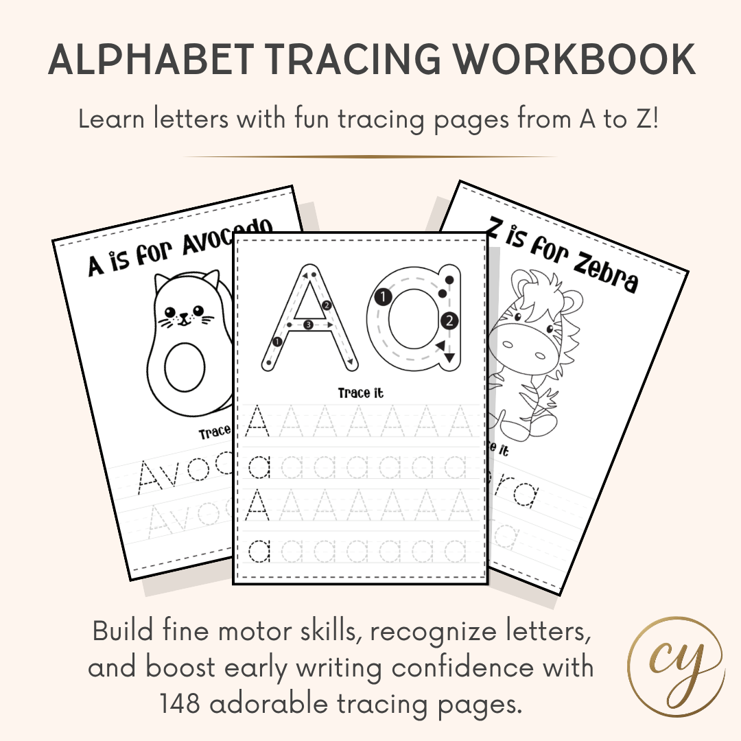 Alphabet Tracing Workbook for Kids – 148 Pages | Instant PDF Download