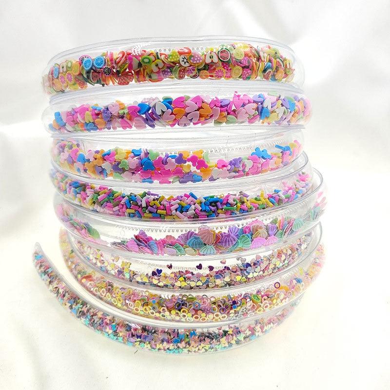 Serre-têtes transparents effet sable mouvant pour enfants et petites filles, accessoires de mode avec paillettes et sequins, bandeaux à dents, cerceaux à cheveux magnifiques pour femmes