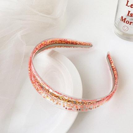 Serre-têtes transparents effet sable mouvant pour enfants et petites filles, accessoires de mode avec paillettes et sequins, bandeaux à dents, cerceaux à cheveux magnifiques pour femmes