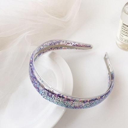 Serre-têtes transparents effet sable mouvant pour enfants et petites filles, accessoires de mode avec paillettes et sequins, bandeaux à dents, cerceaux à cheveux magnifiques pour femmes