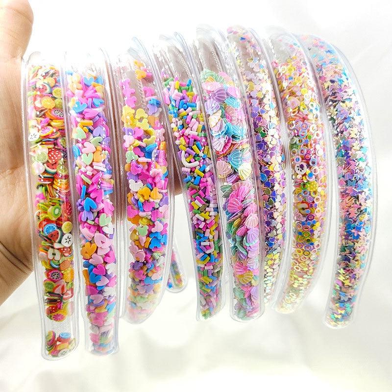 Serre-têtes transparents effet sable mouvant pour enfants et petites filles, accessoires de mode avec paillettes et sequins, bandeaux à dents, cerceaux à cheveux magnifiques pour femmes