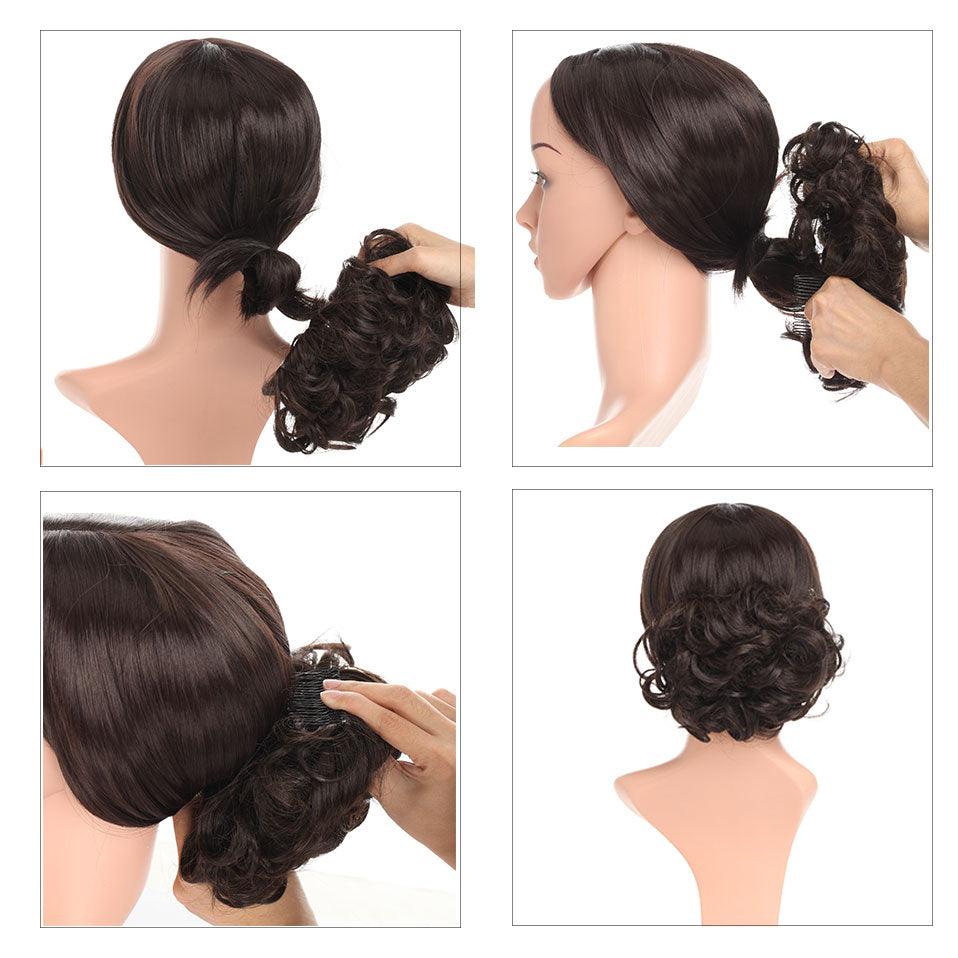 Tendance GRANDE Pince à Cheveux Frisés, Extension de Cheveux Synthétiques, Chignon pour Femmes, Postiche pour Couvrir les Cheveux, Extension de Chignon à Clip pour des Chignons Volumineux pour Filles
