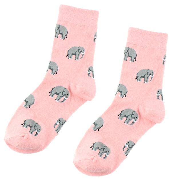 Chaussettes courtes unisexe en coton amusantes, chaudes et décontractées, avec motif d'animaux (Alpaga, Éléphant, Renard, Lapin) pour hommes et femmes amoureux des animaux