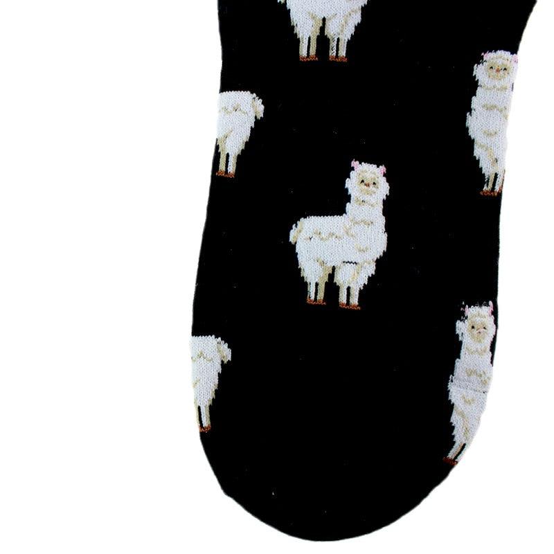 Chaussettes courtes unisexe en coton amusantes, chaudes et décontractées, avec motif d'animaux (Alpaga, Éléphant, Renard, Lapin) pour hommes et femmes amoureux des animaux