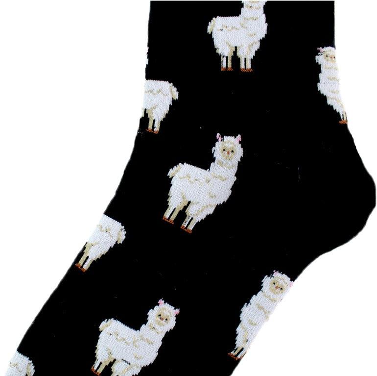 Chaussettes courtes unisexe en coton amusantes, chaudes et décontractées, avec motif d'animaux (Alpaga, Éléphant, Renard, Lapin) pour hommes et femmes amoureux des animaux