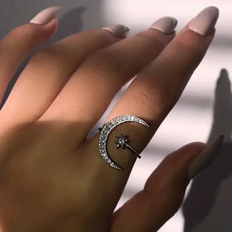 Bague Manchette Tendance Motif Lune et Soleil