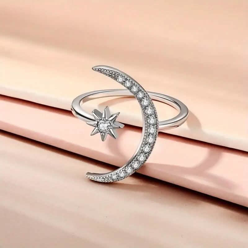 Bague Manchette Tendance Motif Lune et Soleil